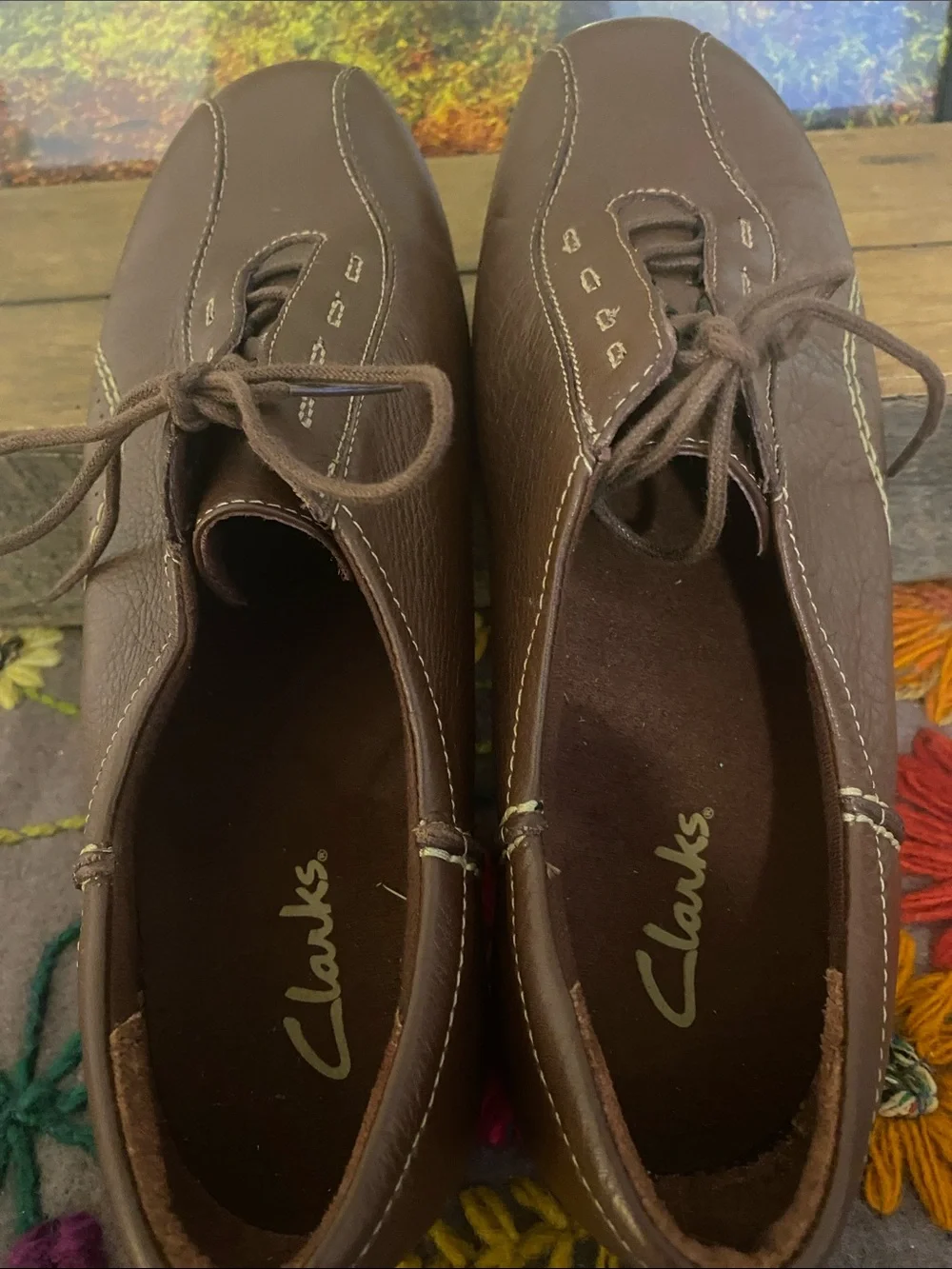 Clarks Brown Leather Casual Women's Flats